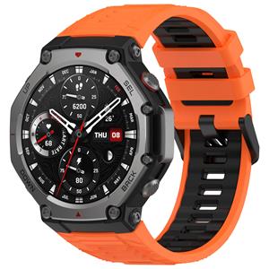 Strap-it Amazfit T-Rex 3 siliconen sport bandje (oranje/zwart)