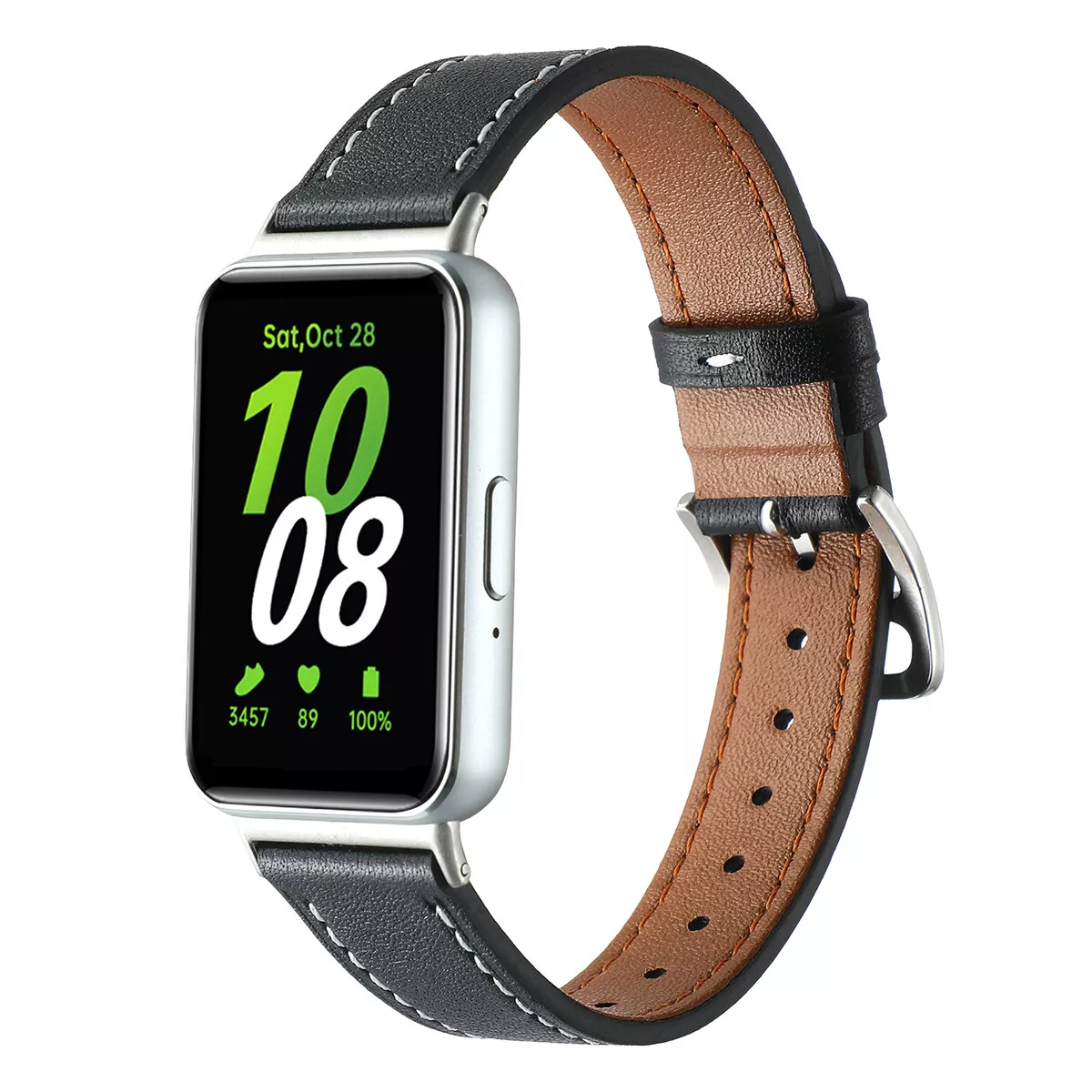 Strap-it Samsung Galaxy Fit 3 leren bandje (zwart)