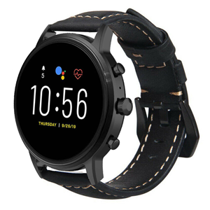 Strap-it Fossil Gen 4 Explorist (HR) leren band (zwart)