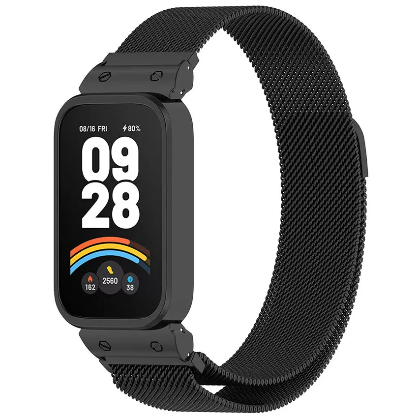 Strap-it Xiaomi Smart Band 9 Active Milanese band (zwart)