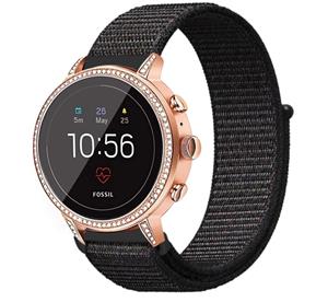 Strap-it Fossil Gen 4 Venture (HR) nylon band (zwart)