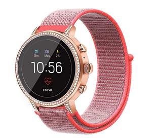 Strap-it Fossil Gen 4 Venture (HR) nylon band (roze/rood)