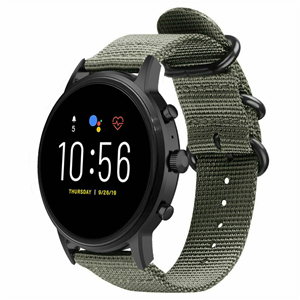 Strap-it Fossil Gen 4 Explorist (HR) nylon gesp band (groen