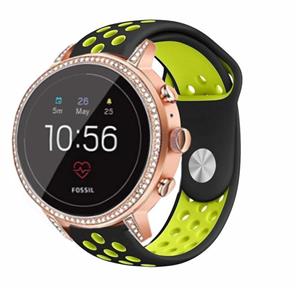 Strap-it Fossil Gen 4 Venture (HR) sport band (zwart/geel)