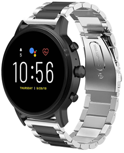 Strap-it Fossil Gen 4 Explorist (HR) stalen band (zilver/zwart)