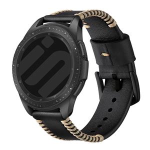 Strap-it Xiaomi Watch 2 Pro Stitched leren band (zwart)