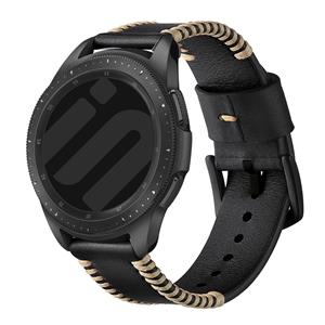 Strap-it Xiaomi Watch S1 Stitched leren band (zwart)