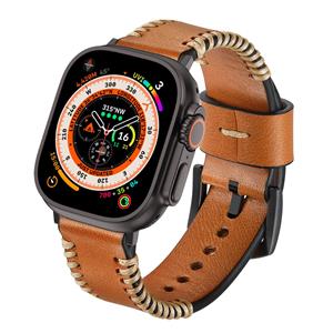 Strap-it Apple Watch Stitched leren band (bruin)