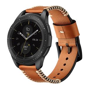 Strap-it Samsung Galaxy Watch 42mm Stitched leren band (bruin)