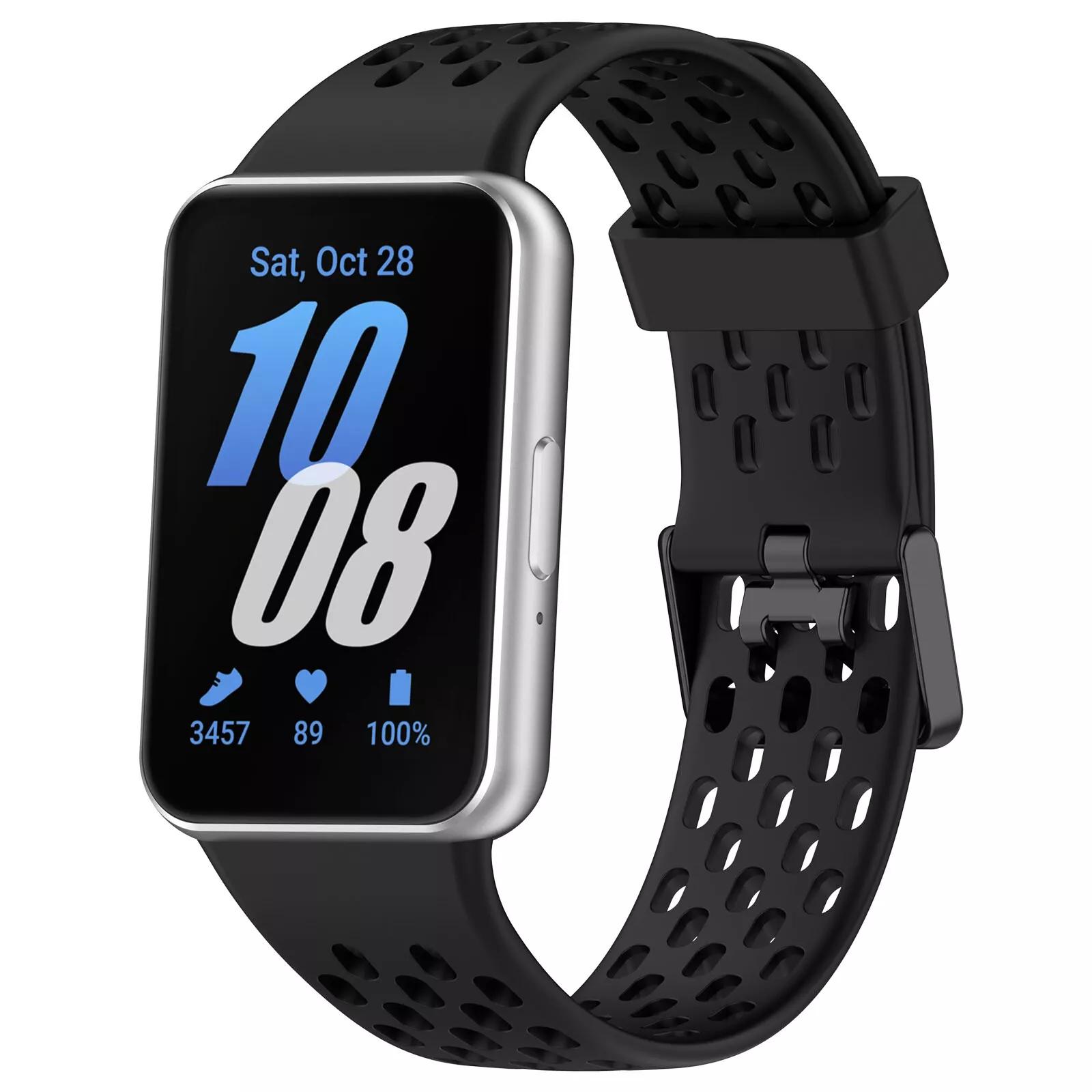 Strap-it Samsung Galaxy Fit 3 ademend siliconen bandje (zwart)