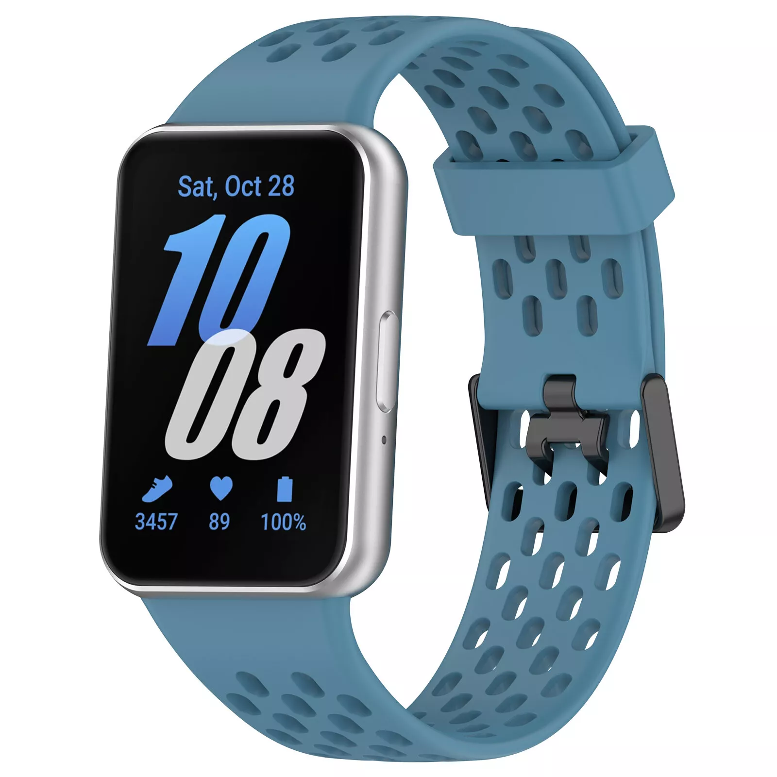 Strap-it Samsung Galaxy Fit 3 ademend siliconen bandje (grijsblauw)