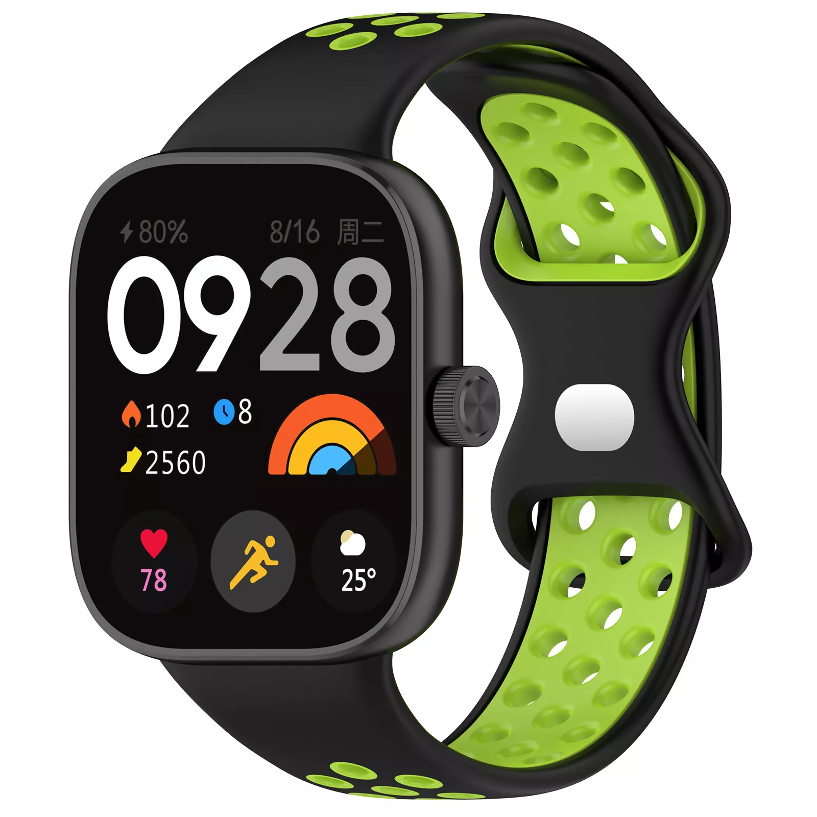 Strap-it Xiaomi Smart Band 9 Pro sport bandje (zwart/lime)