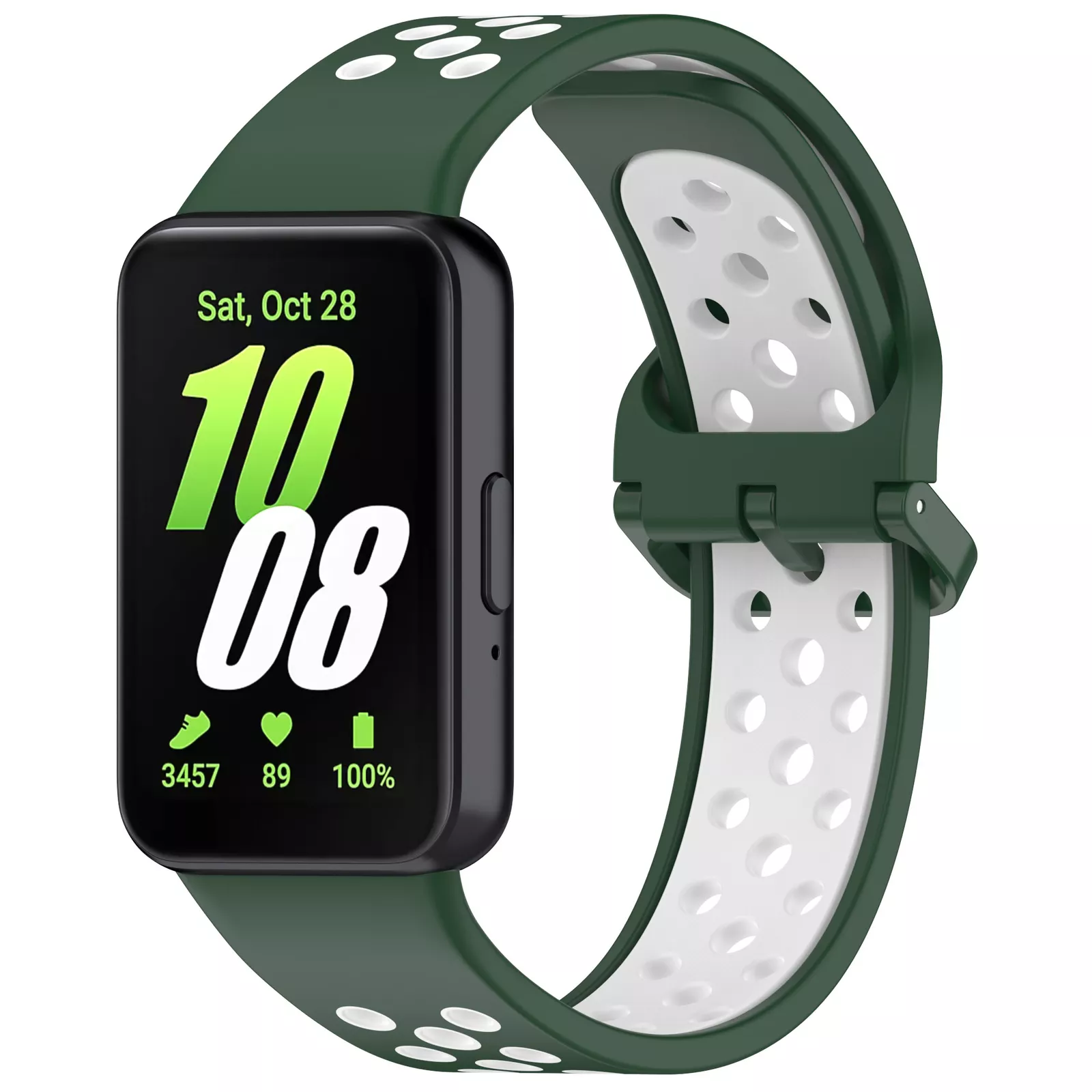 Strap-it Samsung Galaxy Fit 3 sport bandje (groen/wit)