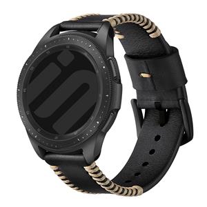 Strap-it Amazfit Active 2 Stitched leren band (zwart)