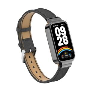 Strap-it Xiaomi Smart Band 9 Active leren bandje (zwart)