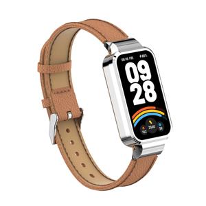 Strap-it Xiaomi Smart Band 9 Active leren bandje (bruin)