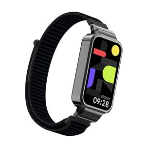 Strap-it Xiaomi Smart Band 9 Active nylon bandje (zwart)