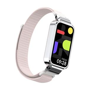 Strap-it Xiaomi Smart Band 9 Active nylon bandje (lichtroze)