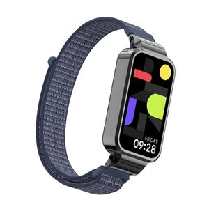 Strap-it Xiaomi Smart Band 9 Active nylon bandje (donkerblauw)