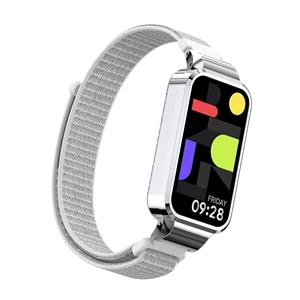 Strap-it Xiaomi Smart Band 9 Active nylon bandje (zeeschelp)
