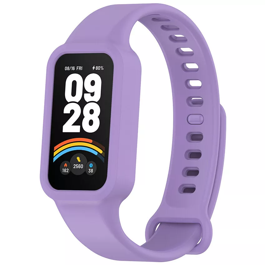Strap-it Xiaomi Smart Band 9 Active siliconen bandje (lichtpaars)