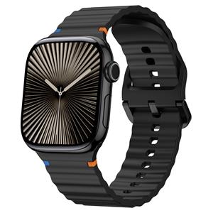 Strap-it Apple Watch Wave siliconen bandje (zwart)