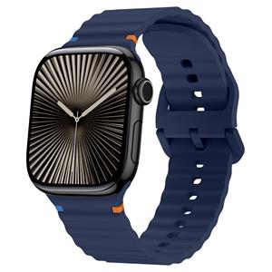 Strap-it Apple Watch Wave siliconen bandje (donkerblauw)