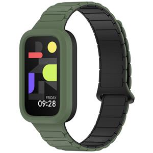 Strap-it Xiaomi Smart Band 9 Active magnetisch siliconen bandje (legergroen)