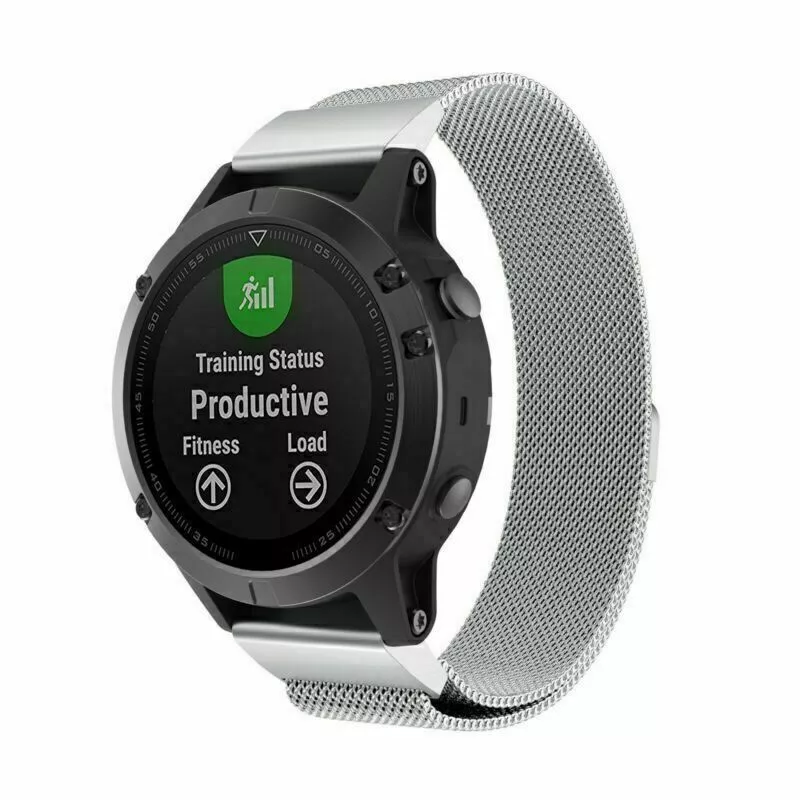 Strap-it Garmin Instinct 3 - 45mm Milanese band (zilver)