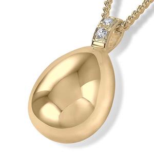 Urnwebshop Gouden Druppelvormige Ashanger inclusief Collier