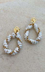 The Musthaves Elegant Beads Oorbellen Goud Ecru