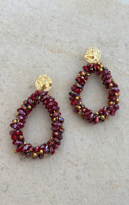 The Musthaves Elegant Beads Oorbellen Goud Rood