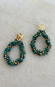 The Musthaves Elegant Beads Oorbellen Goud Smaragd Mint