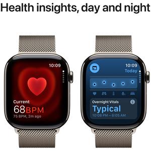 Apple Watch Series 10 GPS + Cellular 46mm Titanium Case met Milanese Loop - M/L Smartwatch Beige