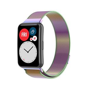 Strap-it Huawei Watch Fit SE Milanese band (regenboog)