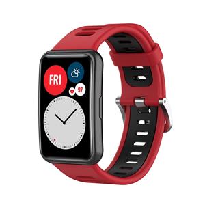 Strap-it Huawei Watch Fit SE sport gesp bandje (rood/zwart)