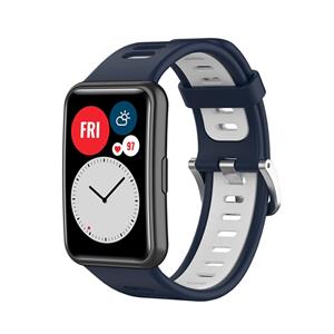 Strap-it Huawei Watch Fit SE sport gesp bandje (blauw/wit)
