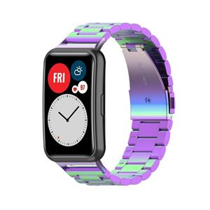 Strap-it Huawei Watch Fit SE stalen band (regenboog)