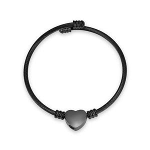 Urnwebshop Inktzwarte RVS Aurora Armband met Ashanger Hartje
