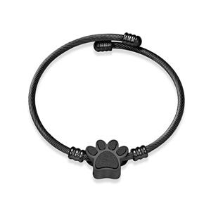 Urnwebshop Inktzwarte RVS Aurora Armband met Ashanger Pootafdruk