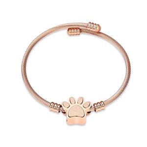 Urnwebshop RVS Aurora Armband met Ashanger Pootafdruk, Roze