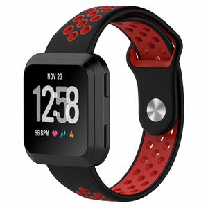 Strap-it Fitbit Versa sport band (zwart/rood)