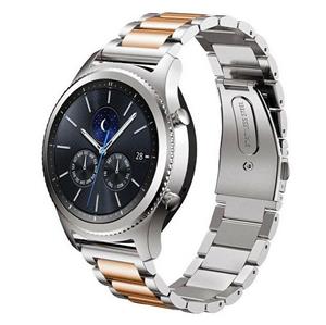 Strap-it Samsung Gear S3 stalen band (zilver/rosé goud)