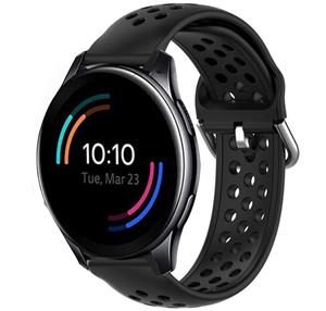 Strap-it OnePlus Watch 3 siliconen bandje met gaatjes (zwart)