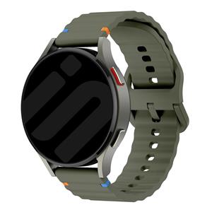 Strap-it OnePlus Watch 3 wave siliconen bandje (legergroen)