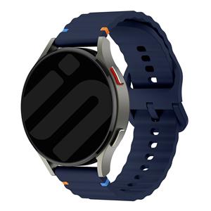 Strap-it OnePlus Watch 3 wave siliconen bandje (donkerblauw)