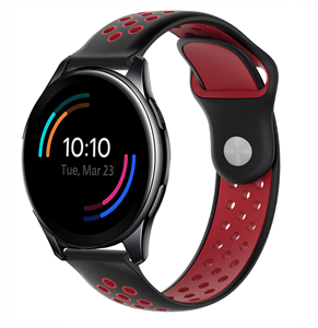 Strap-it OnePlus Watch 3 sport band (zwart/rood)