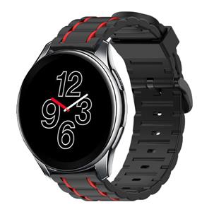 Strap-it OnePlus Watch 3 sport gesp band (zwart/rood)