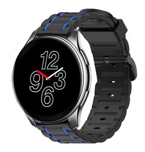 Strap-it OnePlus Watch 3 sport gesp band (zwart/blauw)