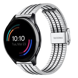 Strap-it OnePlus Watch 3 roestvrij stalen band (zilver/zwart)